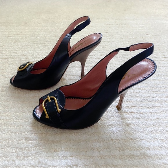 YSL black leather slingbacks - Picture 14 of 16